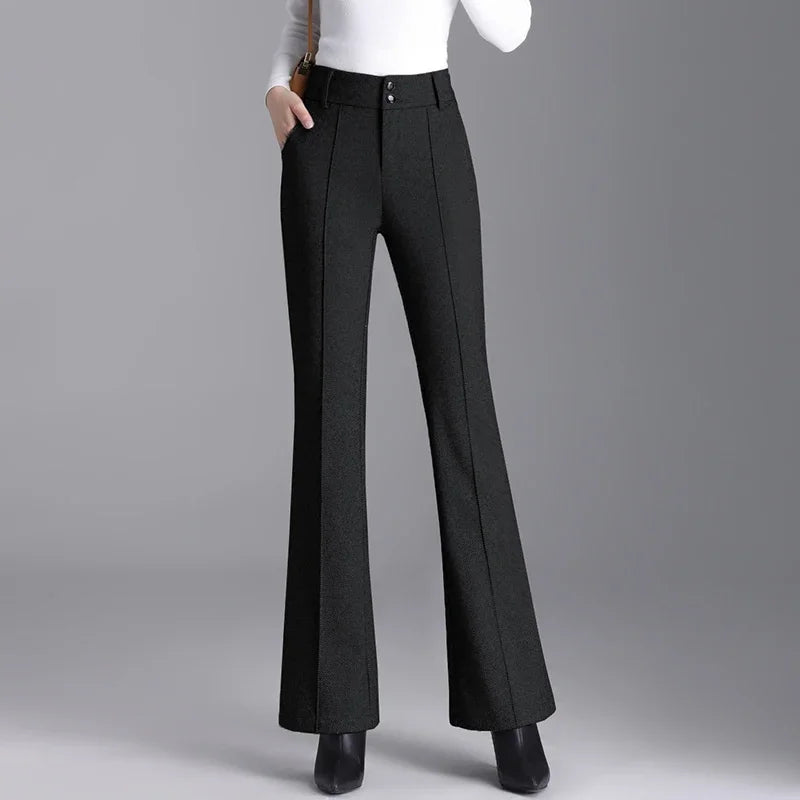2025 Premium High Waist Slim Fit Draped Bell-Bottom Trousers