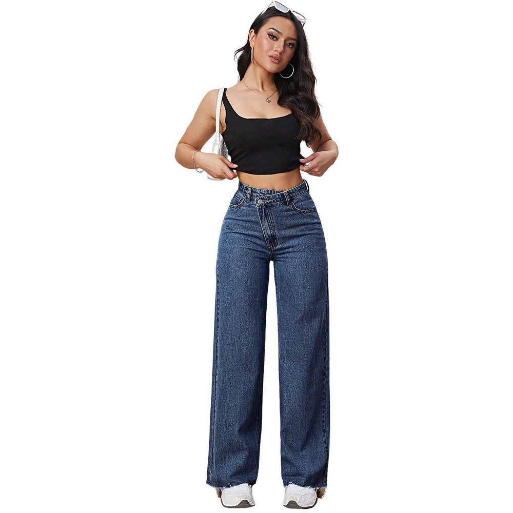 Light Color And Water Scrubbing Casual Narrow Wide Leg Pants Jeans