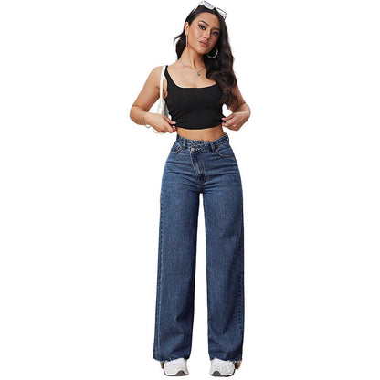 Light Color And Water Scrubbing Casual Narrow Wide Leg Pants Jeans