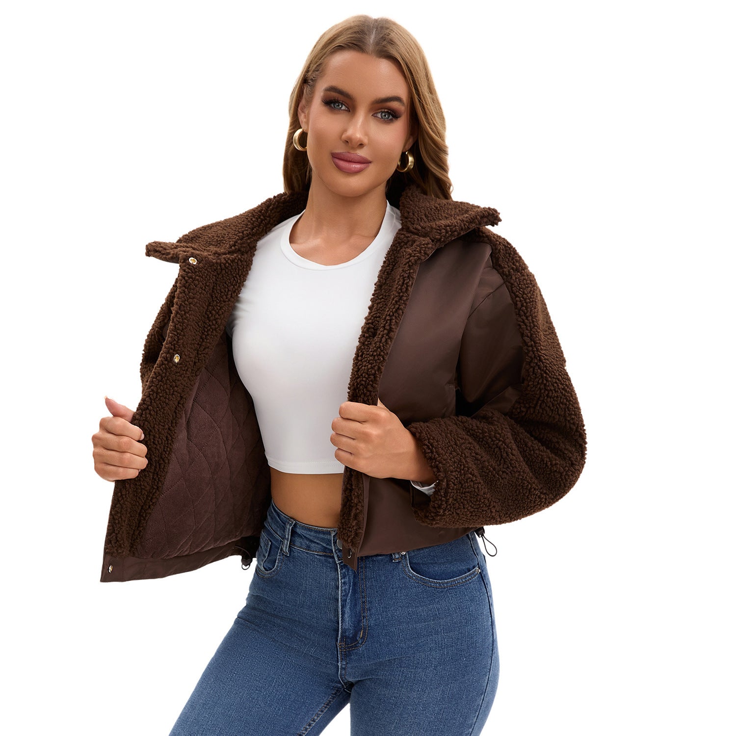 Women's Retro Loose Long-sleeved Lamb Wool Coat