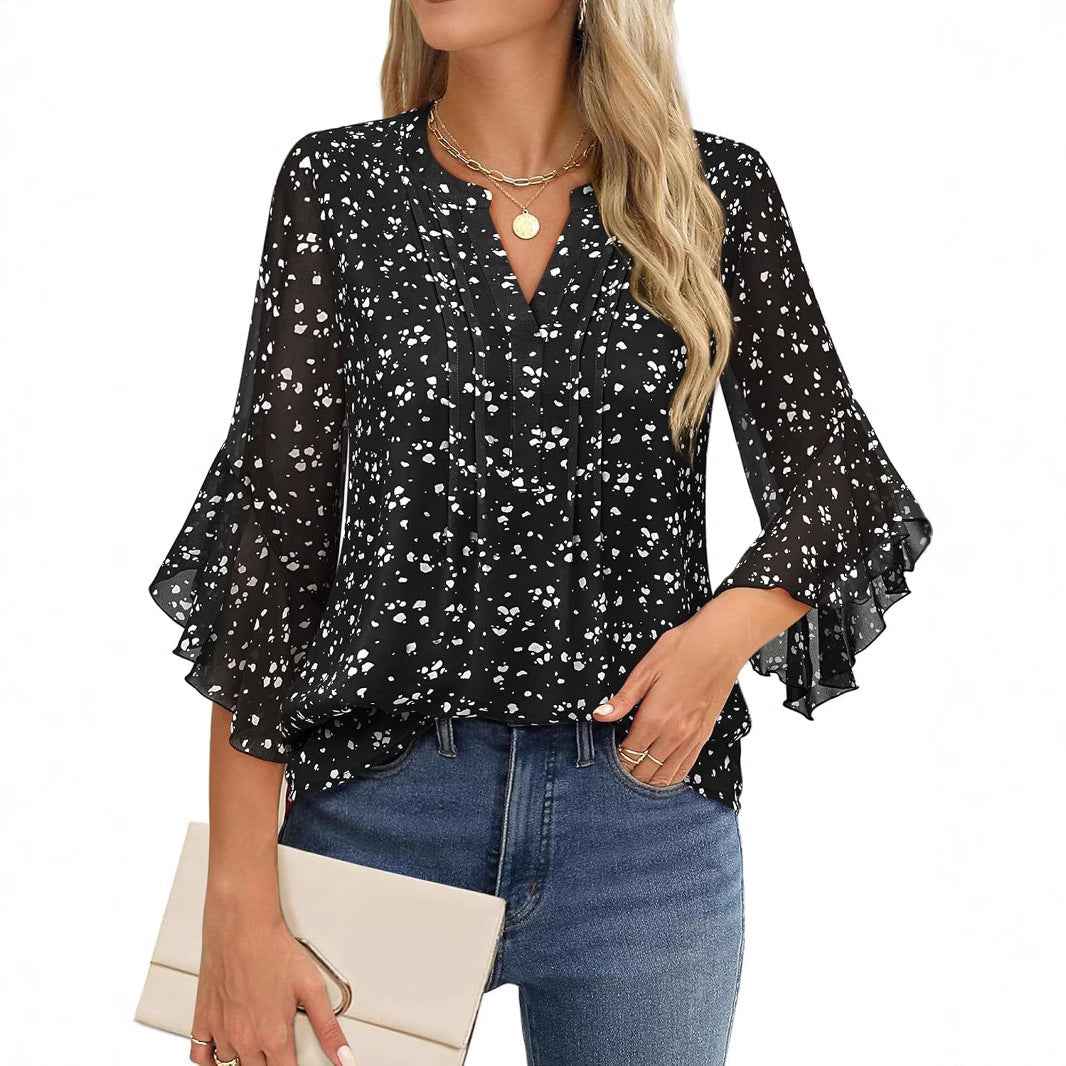 Lotus Leaf 3/4 Sleeve Solid Top