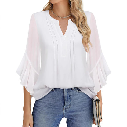 Lotus Leaf 3/4 Sleeve Solid Top