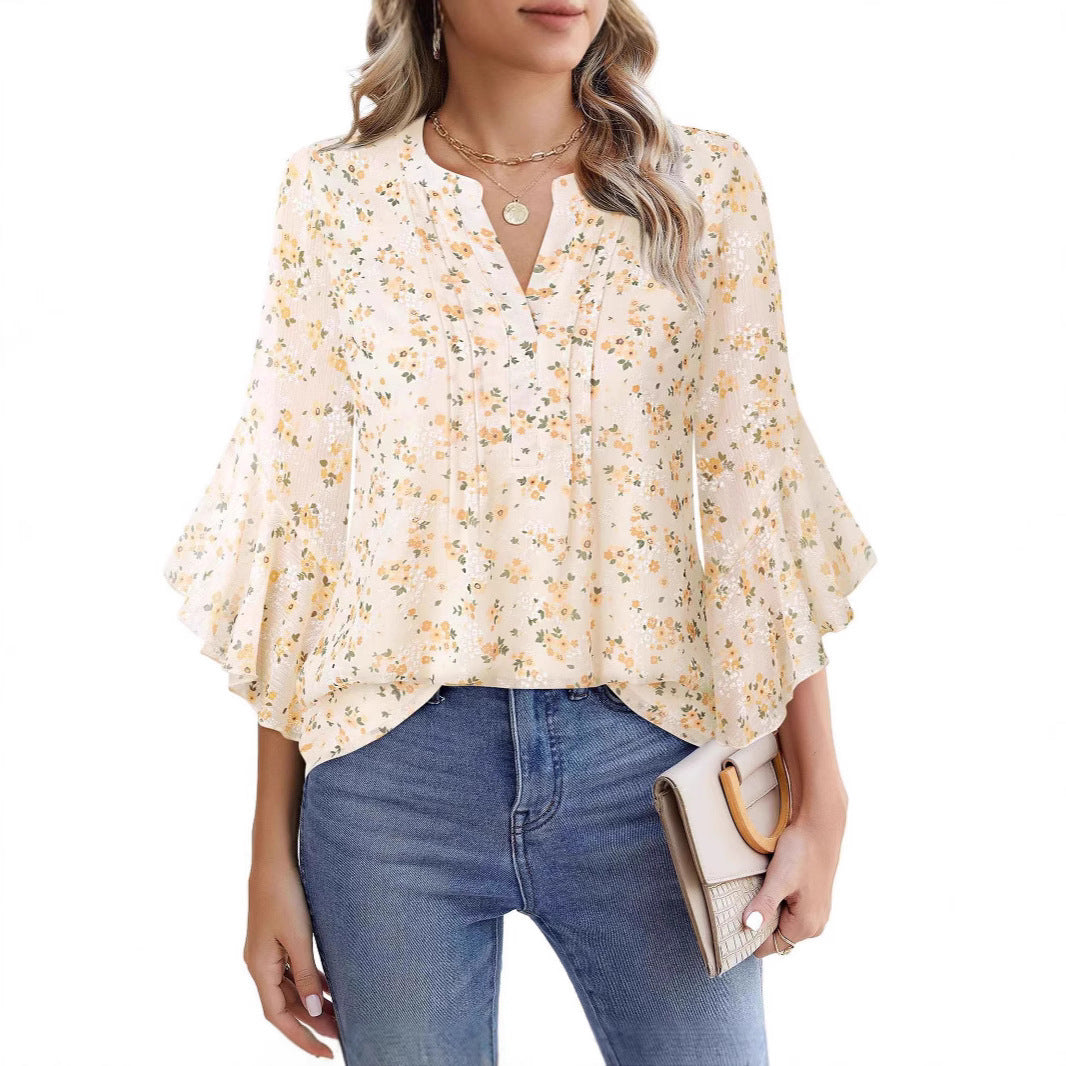 Lotus Leaf 3/4 Sleeve Solid Top