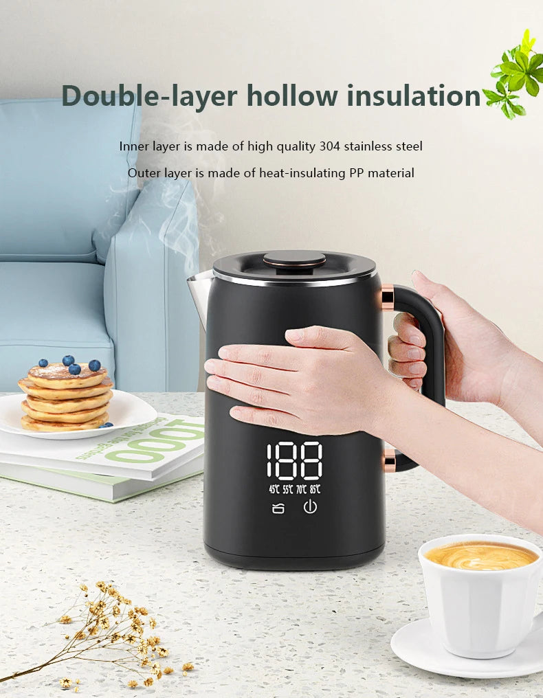 1.7L Smart Electric Kettle – Adjustable Temperature & 16H Keep Warm
