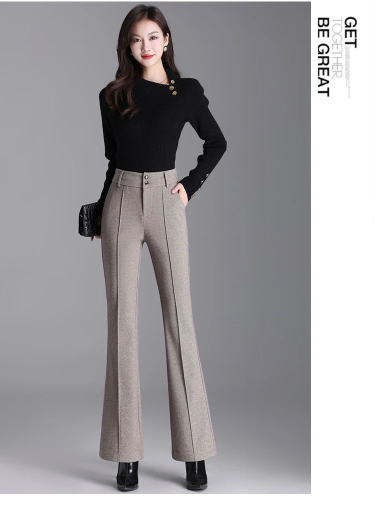 2025 Premium High Waist Slim Fit Draped Bell-Bottom Trousers