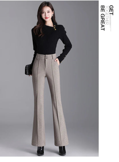 2025 Premium High Waist Slim Fit Draped Bell-Bottom Trousers