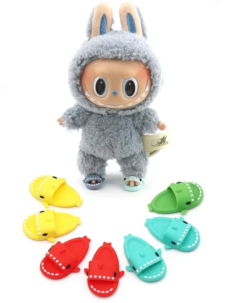 Nori Cartoon Shark Slippers for 17cm Labubu Dolls