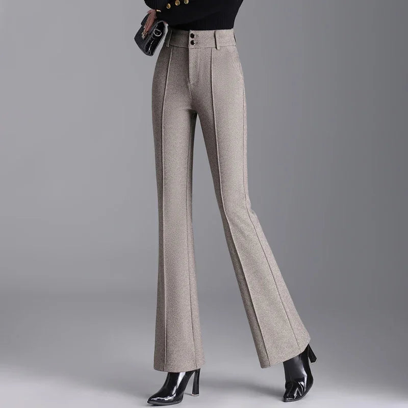 2025 Premium High Waist Slim Fit Draped Bell-Bottom Trousers