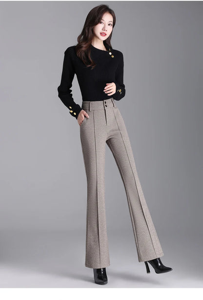 2025 Premium High Waist Slim Fit Draped Bell-Bottom Trousers
