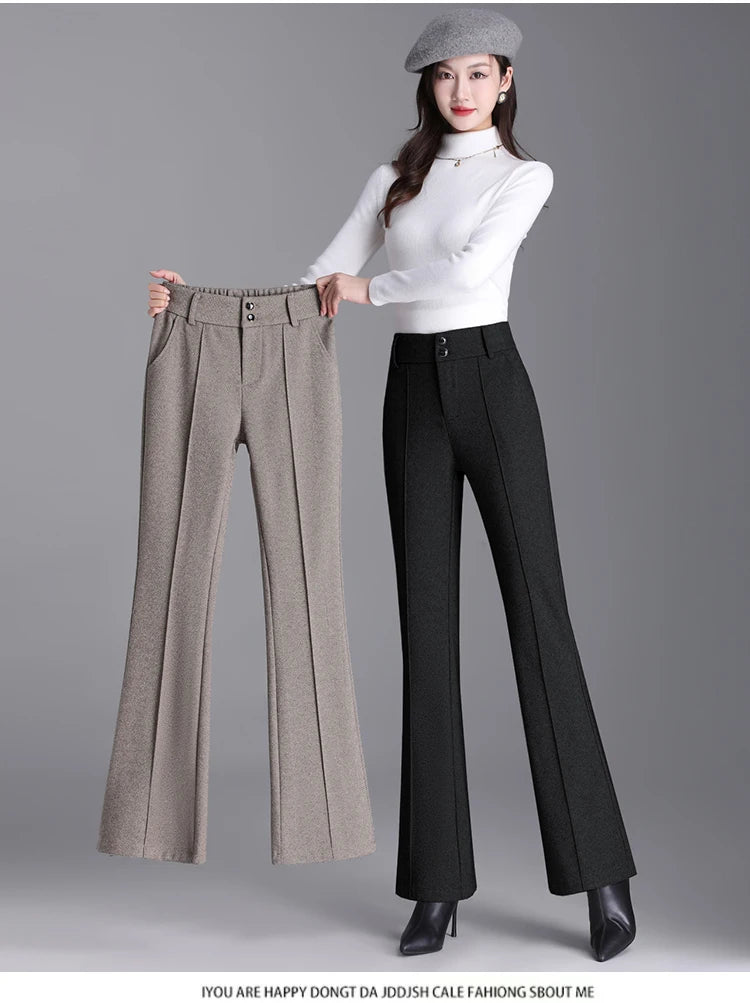 2025 Premium High Waist Slim Fit Draped Bell-Bottom Trousers