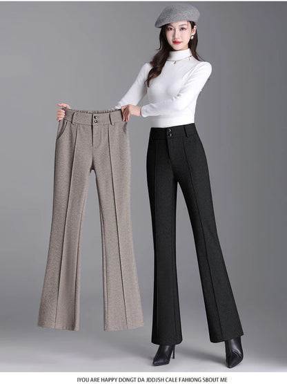 2025 Premium High Waist Slim Fit Draped Bell-Bottom Trousers