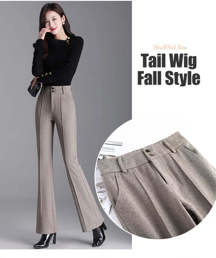 2025 Premium High Waist Slim Fit Draped Bell-Bottom Trousers