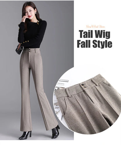 2025 Premium High Waist Slim Fit Draped Bell-Bottom Trousers