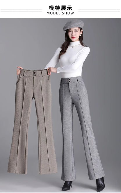 2025 Premium High Waist Slim Fit Draped Bell-Bottom Trousers