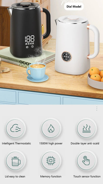 1.7L Smart Electric Kettle – Adjustable Temperature & 16H Keep Warm