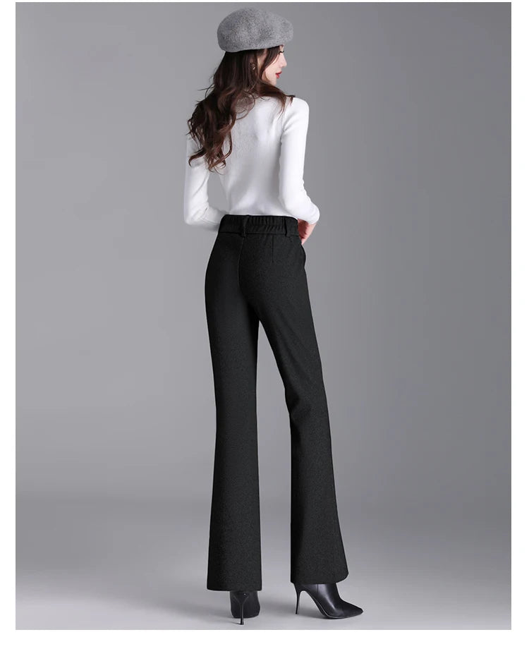 2025 Premium High Waist Slim Fit Draped Bell-Bottom Trousers