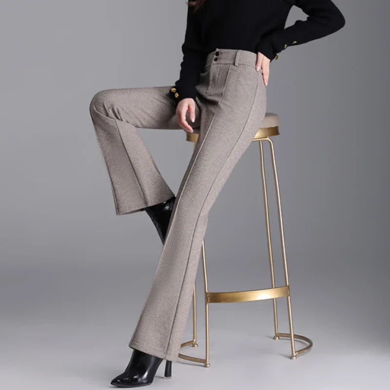 2025 Premium High Waist Slim Fit Draped Bell-Bottom Trousers