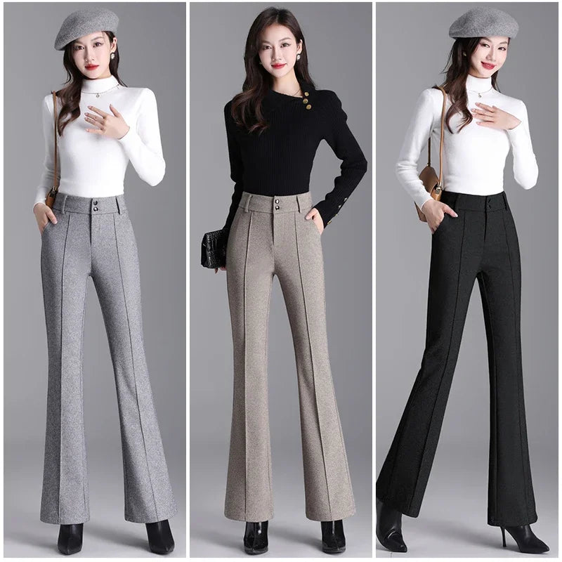 2025 Premium High Waist Slim Fit Draped Bell-Bottom Trousers
