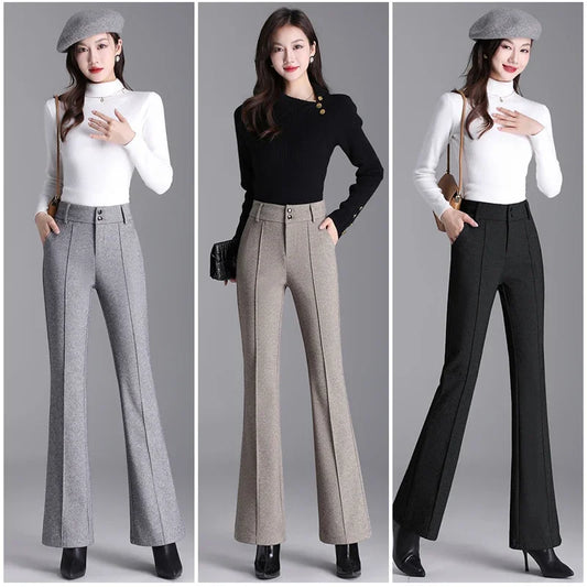 2025 Premium High Waist Slim Fit Draped Bell-Bottom Trousers