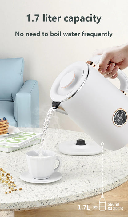 1.7L Smart Electric Kettle – Adjustable Temperature & 16H Keep Warm