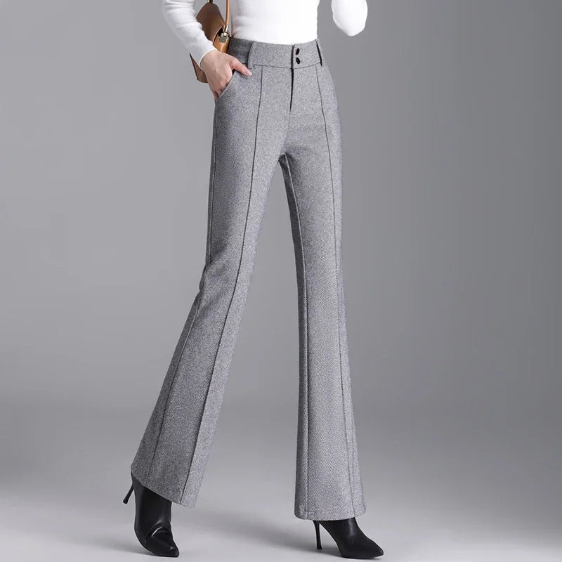 2025 Premium High Waist Slim Fit Draped Bell-Bottom Trousers
