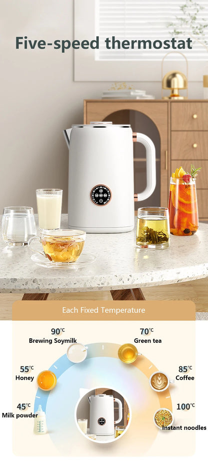 1.7L Smart Electric Kettle – Adjustable Temperature & 16H Keep Warm