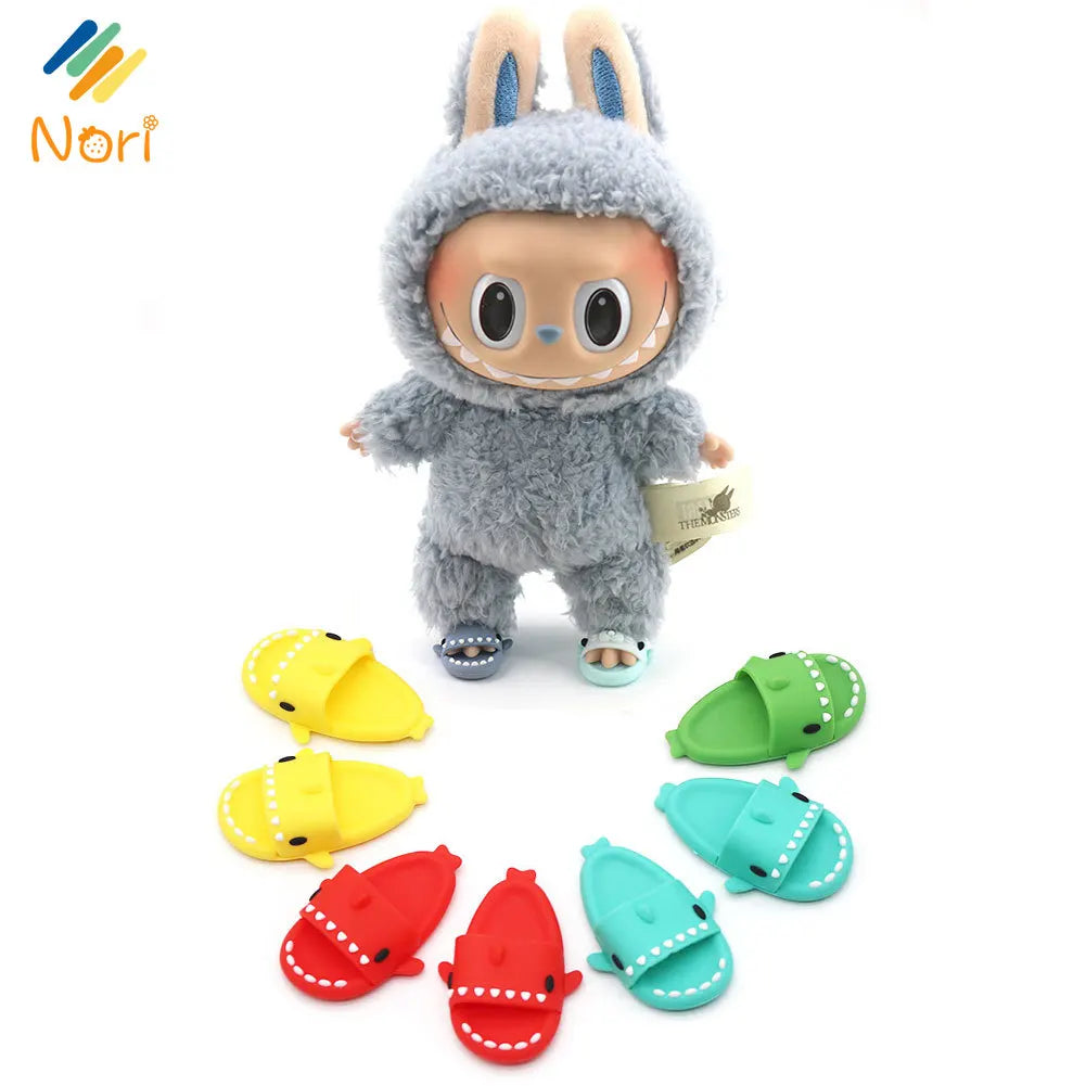 Nori Cartoon Shark Slippers for 17cm Labubu Dolls