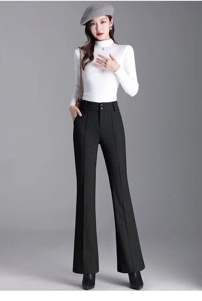 2025 Premium High Waist Slim Fit Draped Bell-Bottom Trousers