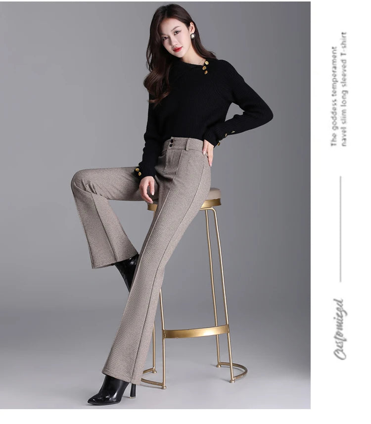 2025 Premium High Waist Slim Fit Draped Bell-Bottom Trousers