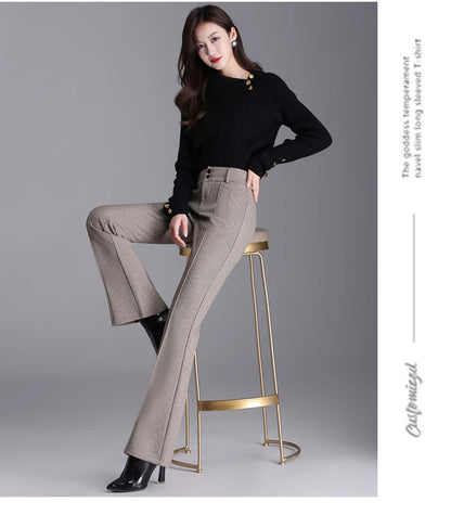 2025 Premium High Waist Slim Fit Draped Bell-Bottom Trousers