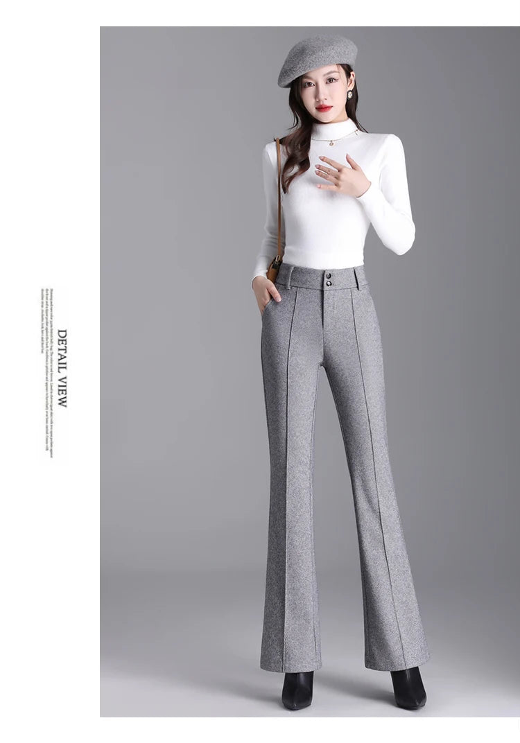 2025 Premium High Waist Slim Fit Draped Bell-Bottom Trousers