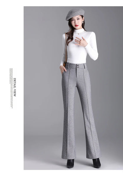 2025 Premium High Waist Slim Fit Draped Bell-Bottom Trousers