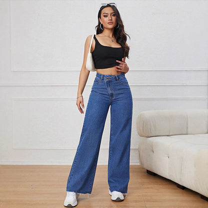 Light Color And Water Scrubbing Casual Narrow Wide Leg Pants Jeans