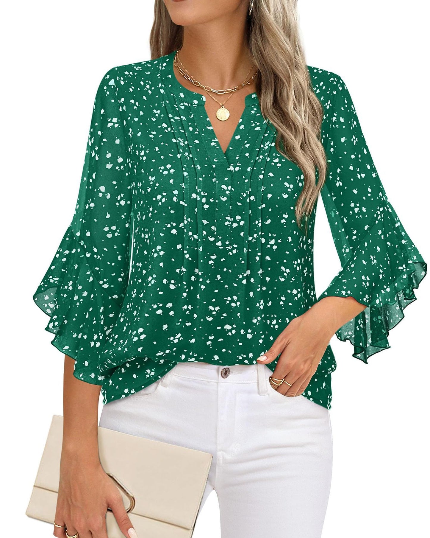 Lotus Leaf 3/4 Sleeve Solid Top